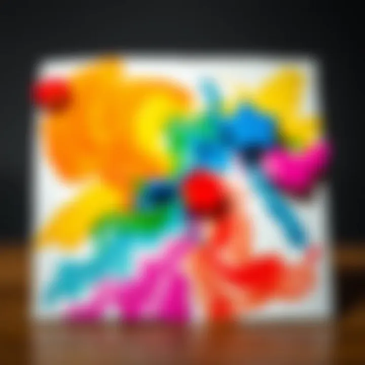 An abstract watercolor painting showcasing vibrant colors blending harmoniously.