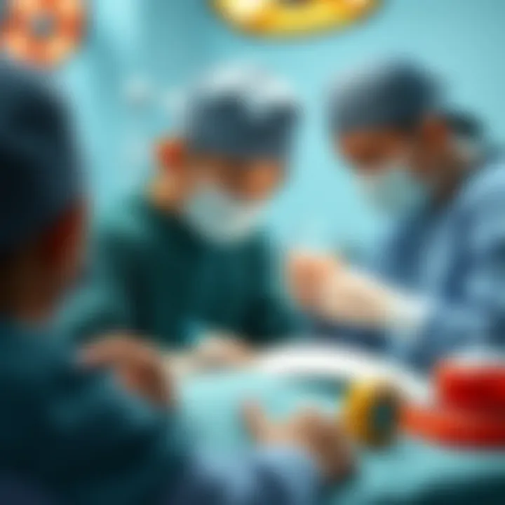 A captivating scene showing developmental benefits of play therapy through surgical games