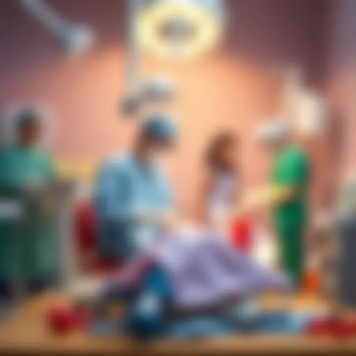 An educational setup illustrating different types of surgical games for children