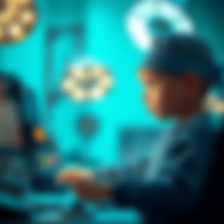 A child engaging in a surgical simulation game, showcasing creativity and learning