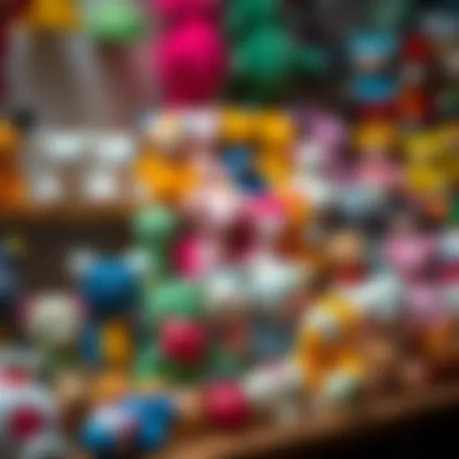 Artistic Display of Amigurumi Toys Colorful amigurumi toys displayed artistically
