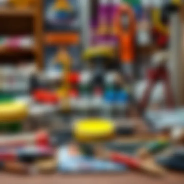 Art supplies organized for toy painting activity