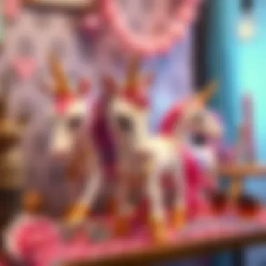 An artistic display of unicorn accessories emphasizing their aesthetic appeal