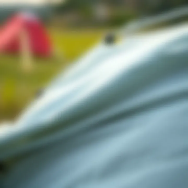 Close-up of high-quality fabric used in an automatic tent, showcasing its durability.