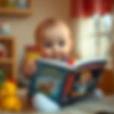 An illustration of a baby enjoying story time