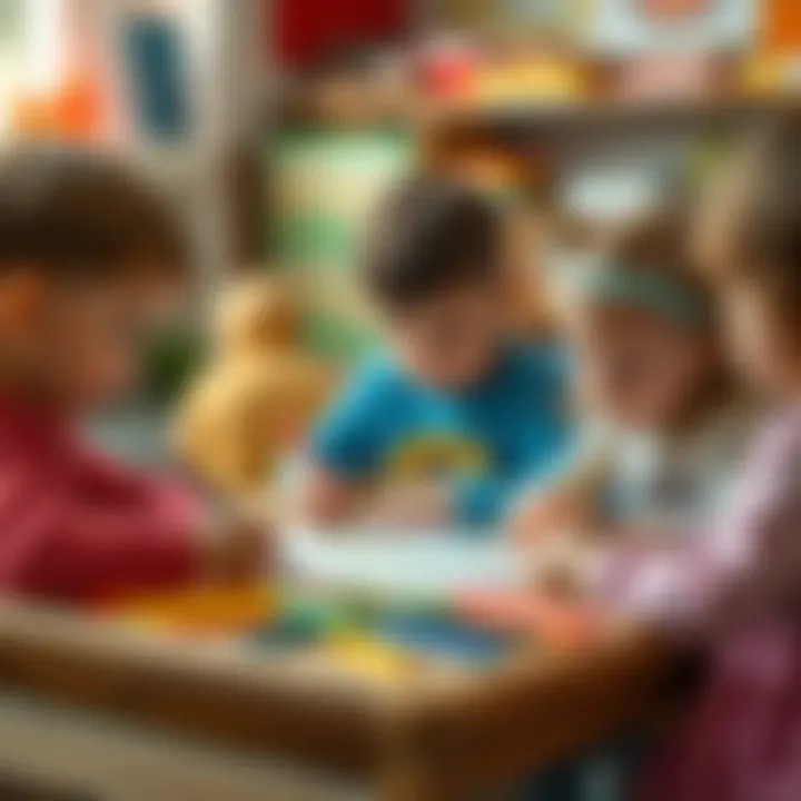 Children engaged in a coloring session, expressing their artistic abilities.