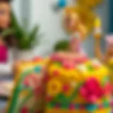 Colorful Barbie cake with intricate decorations