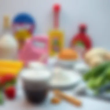 Ingredients laid out for Barbie cake preparation