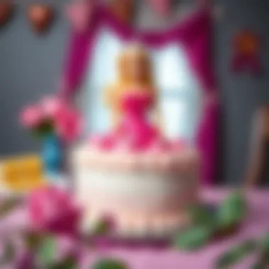 Beautifully decorated Barbie cake ready for the party