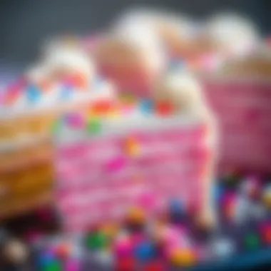 Close-up of Barbie cake slices with colorful sprinkles