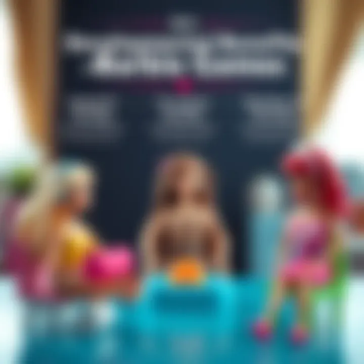 An informative graphic illustrating the developmental benefits of Barbie games for children, including social and psychological growth.