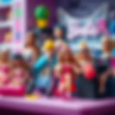 A colorful collection of various Barbie dolls and accessories, highlighting the diversity and creativity in Barbie gaming.
