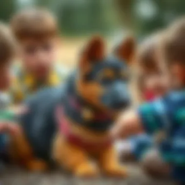 Social Interaction with Kids Baby German Shepherd interacting with children in a safe environment