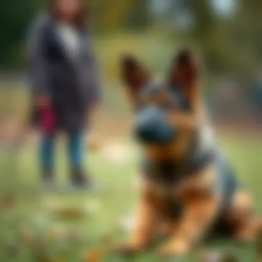 Training Session with Baby German Shepherd Baby German Shepherd receiving training commands from its owner