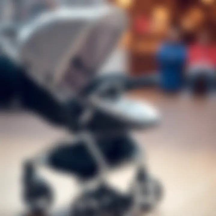 Safety features highlighted on a premium stroller model.