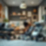 Diverse Stroller Brands A collection of various stroller brands displayed in a modern nursery setting.