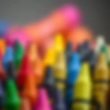 A variety of crayon colors appealing to young children