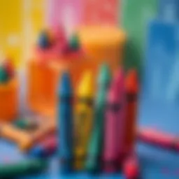 Colorful baby-friendly crayons in a creative setting