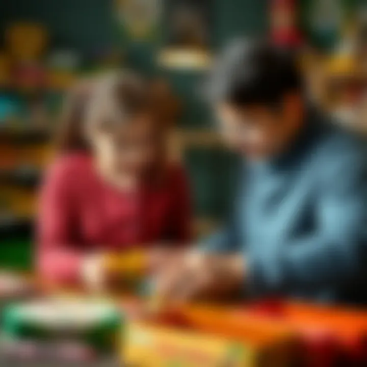 Parents assisting their child in choosing crayons