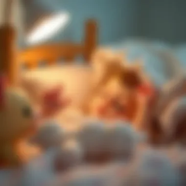 Child peacefully sleeping with a night light