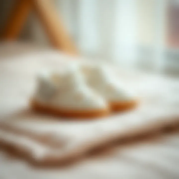 Comfortable baby slippers on a soft surface