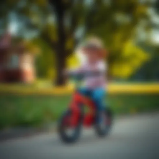 Balance Bike Adventure A child riding a balance bike in a park, showcasing motor skills development