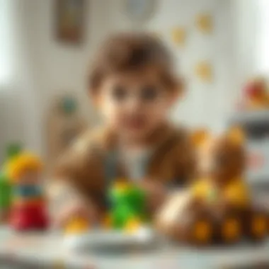 A thoughtful child playing with eco-friendly toys