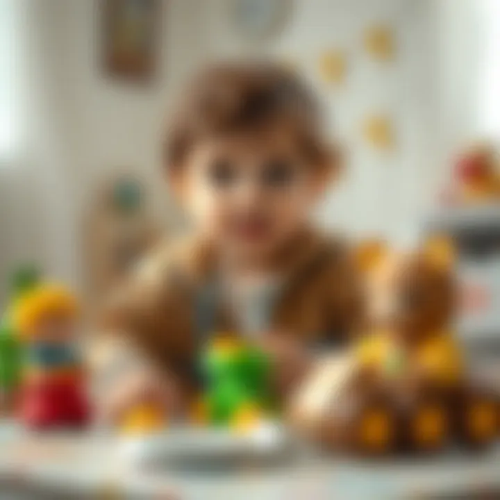 A thoughtful child playing with eco-friendly toys