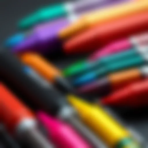 Variety of brush tip markers showcasing vibrant colors
