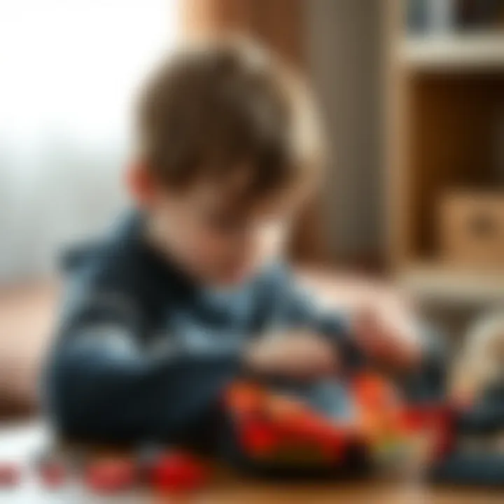 Child Engaged in Bugatti Bolide LEGO Building A child engaged in building the Bugatti Bolide LEGO set, illustrating creativity and focus.
