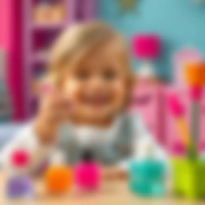 A child applying nail polish with a smile, demonstrating a fun and safe experience.