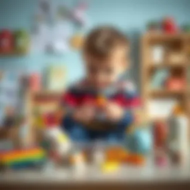 Child engaged in creative activities with soft stationery items