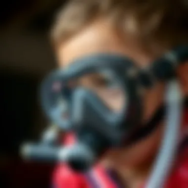 Child with a Diving Mask Close-up view of a child wearing a high-quality diving mask