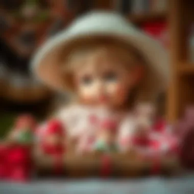 A child engaged in imaginative play with a hat-wearing doll