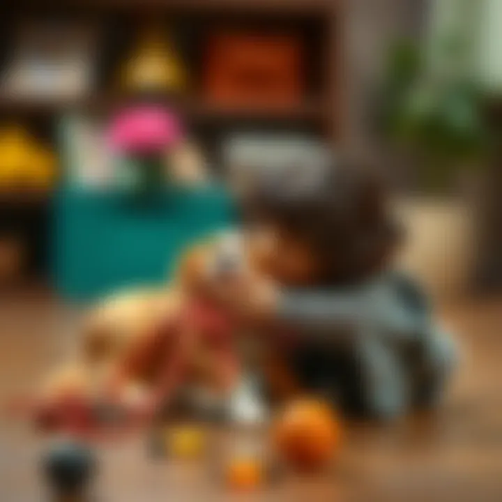 A child interacting with a pet, showcasing empathy and responsibility