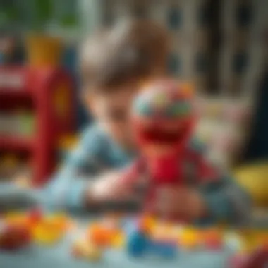 Child's Fun with Monster Toy A child engaging and playing with a monster toy