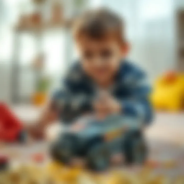 Child playing with a remote-controlled car