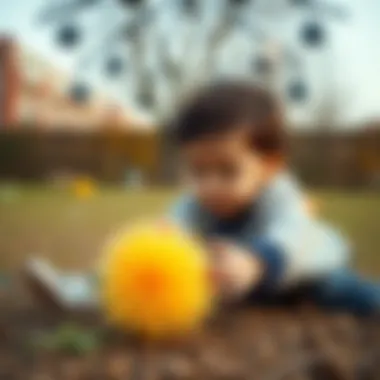 Child playing with a spiky ball
