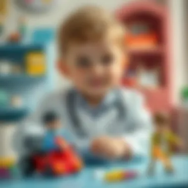 Child role-playing as a doctor with toys