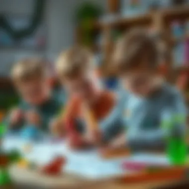 Children engaging in a fun coloring activity with animal themes