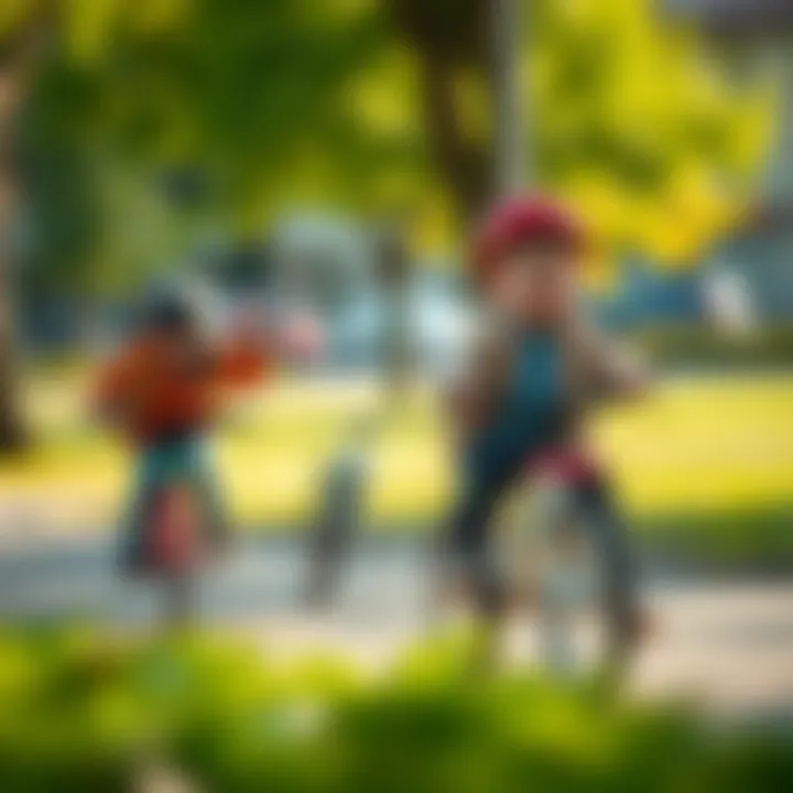 Children enjoying a safe cycling experience in a park