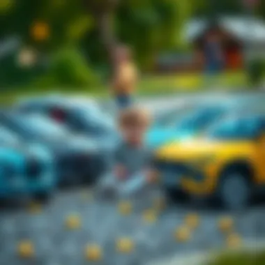 Children's Imagination with Electric Cars Children playing and imagining while surrounded by electric cars