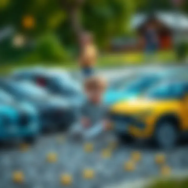 Children's Imagination with Electric Cars Children playing and imagining while surrounded by electric cars