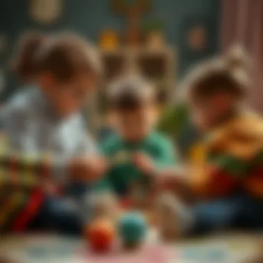 Children engaged in imaginative play with Koca Kafalı Bebek, highlighting developmental benefits