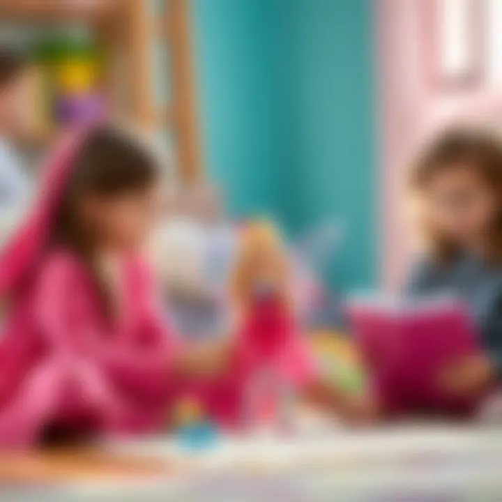 An illustration of children engaging in imaginative play with Winx Bloom Doll.