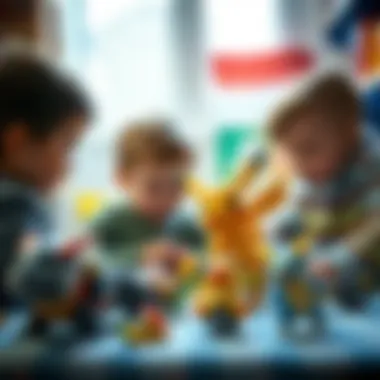 Children Engaging with Pokémon Toys A thoughtful representation of children interacting with Pokémon toys, highlighting developmental aspects.
