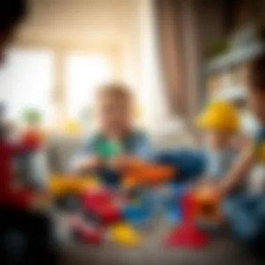 Children playing with Bob the Builder toys