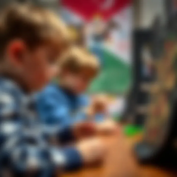 Children playing darts and concentrating on their aim