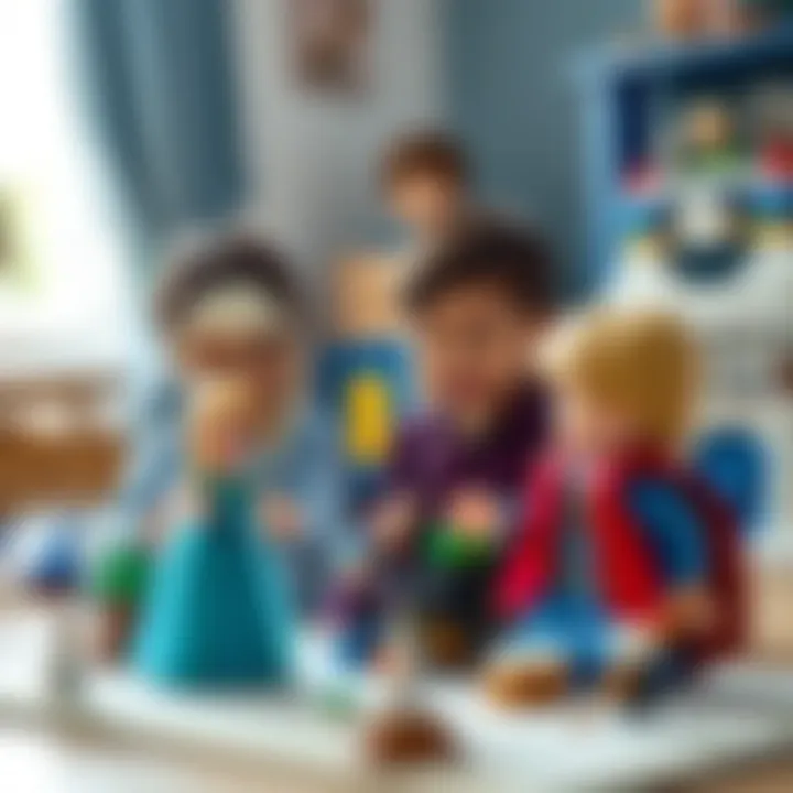 Children playing with Lego Disney Frozen sets