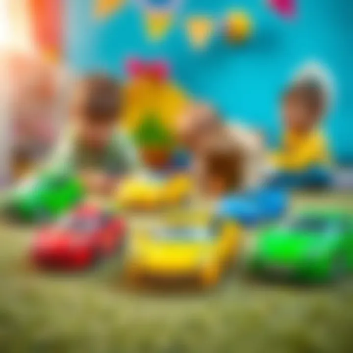 Children playing with Majorette cars in a vibrant setting